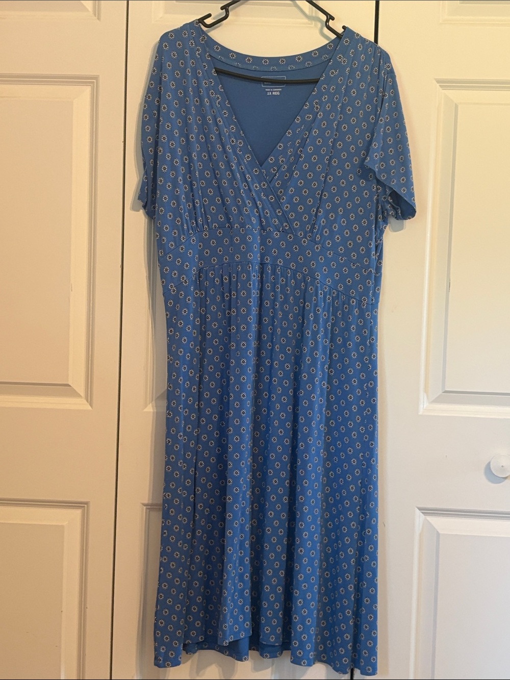 L.L. Bean Blue Floral Midi Dress - Size 1X